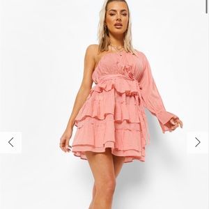 Boohoo White Linen Beach Dress